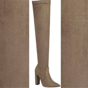 Tall Taupe Suede Over-the-Knee Heeled Boot